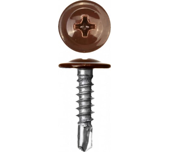 Изображение товара Саморез с прессшайбой со сверлом для крепления листового металла RAL8017 сталь коричневое покрытие 4,2х16 мм, 1 кг. ARNO INDUSTRIES AB350420168F80Ф