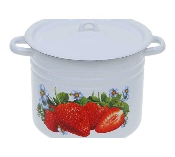 Изображение товара Эмалированная кастрюля Сибирские товары цилиндрическая, 9 л, декор с петлей ХП3760