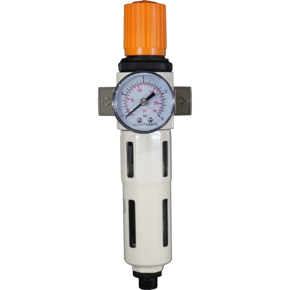 Изображение товара Фильтр-масловлагоотделитель WIEDERKRAFT 1/4 5 мк, 16 бар с регулятором давления и автоматическим сбросом WDK-7720FA
