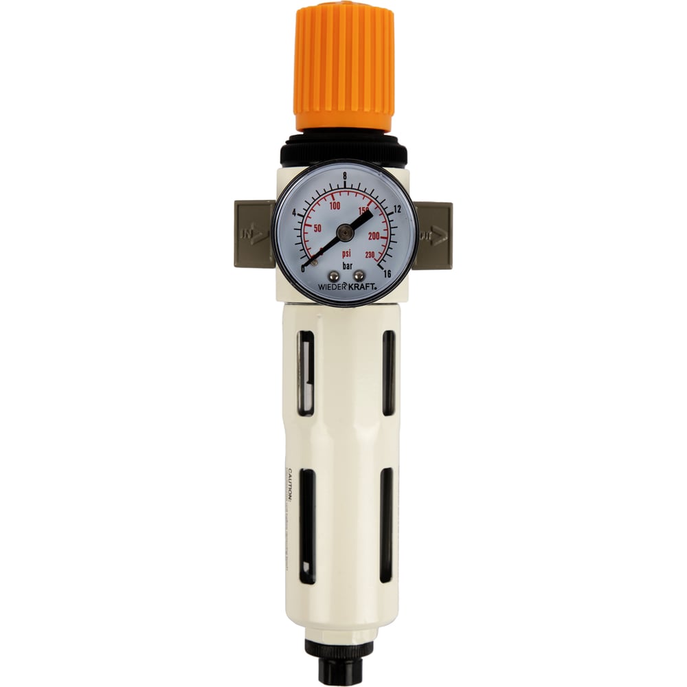 Изображение товара Фильтр-масловлагоотделитель WIEDERKRAFT 1/4 5 мк 16 бар с регулятором давления