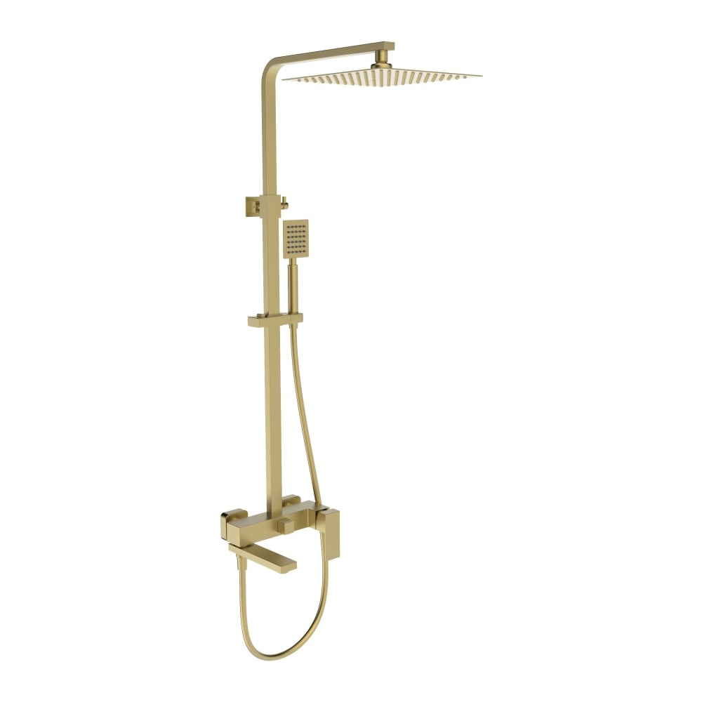 Изображение товара Душевая система ViEiR квадрат, нержавеющая сталь, матовое золото, верхний душ штанга и лейка для душевой зоны V363563-S