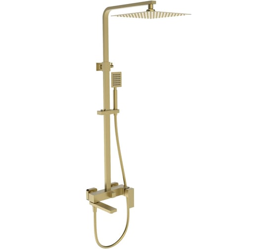 Изображение товара Душевая система ViEiR квадрат, нержавеющая сталь, матовое золото, верхний душ штанга и лейка для душевой зоны V363563-S