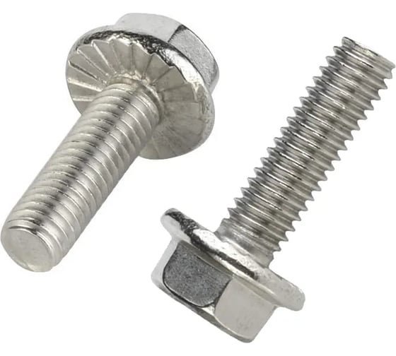 Изображение товара Болты с фланцем, с насечкой под головой КРЕП-КОМП нержавеющие DIN6921 А2 6х16 (250шт) бфн616