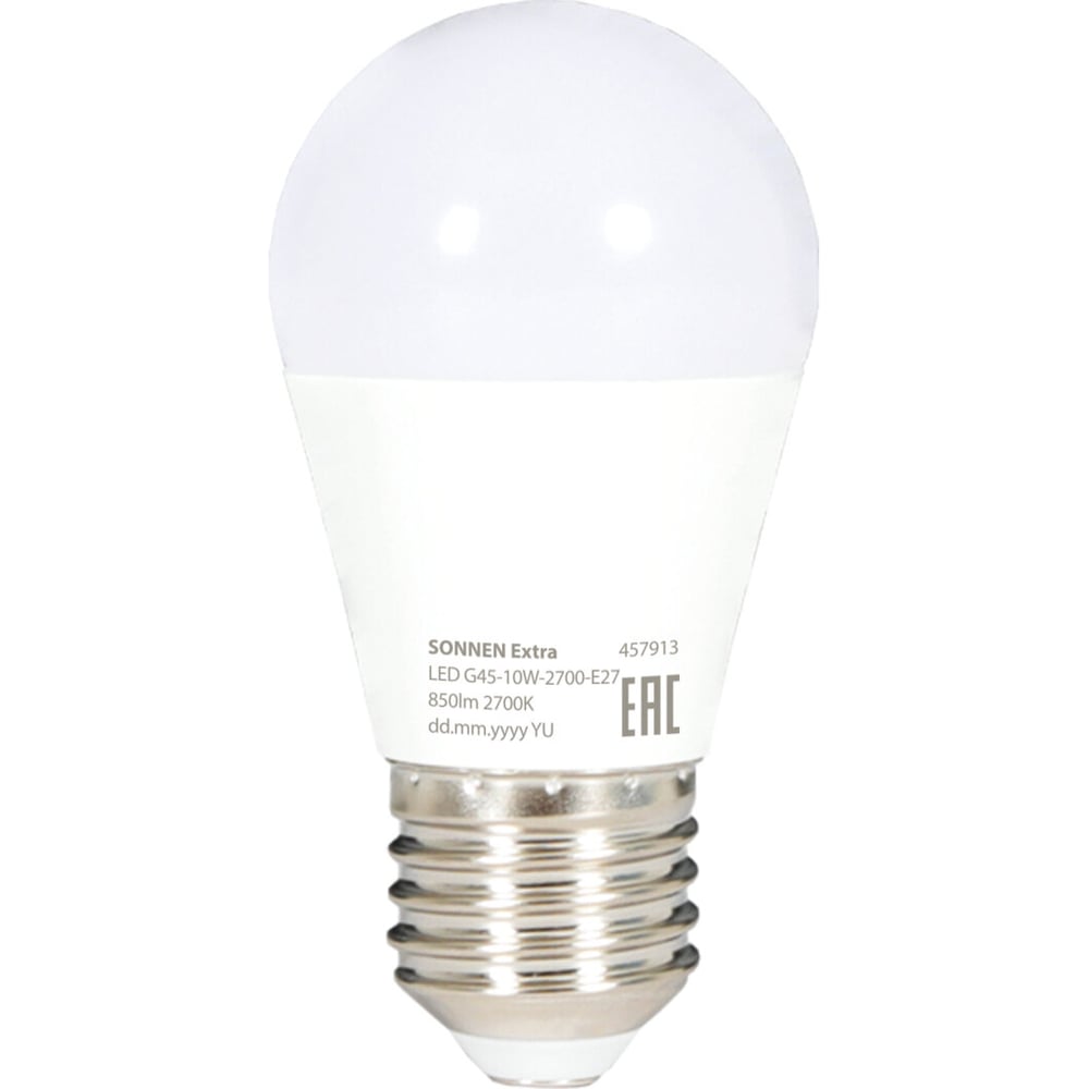 Изображение товара Светодиодная лампа SONNEN EXTRA 10 Вт E27 шар теплый белый