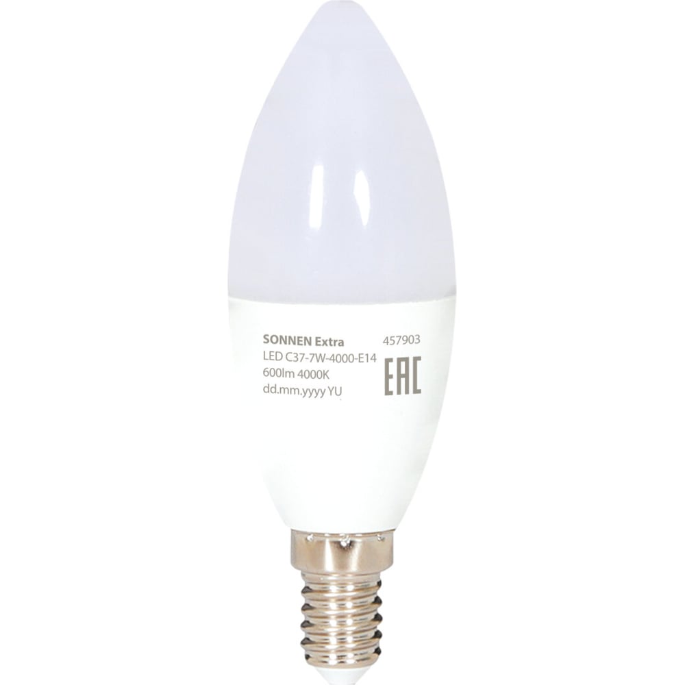 Изображение товара Светодиодная лампа SONNEN EXTRA 7 60 Вт E14 свеча нейтральный белый с цветовой температурой 4000 К
