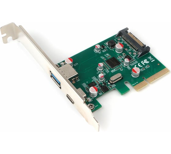 Изображение товара Контроллер USB в PCI-express Gembird порты: 2 внешних USB 3.1 Type-C и Type-A SPCR-02