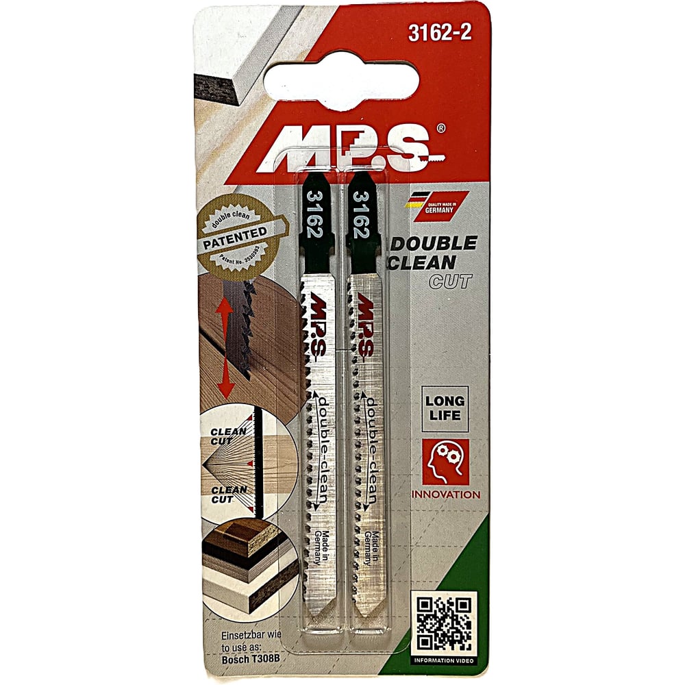 Изображение товара Полотно для лобзика по дереву MPS T308B, 2 шт - резка, чистый и точный распил