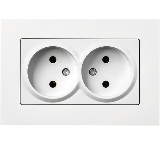 Изображение товара Розетка двойная SMARTBUY без заземления белая с рамкой Нептун SBE-06w-10-S2-N