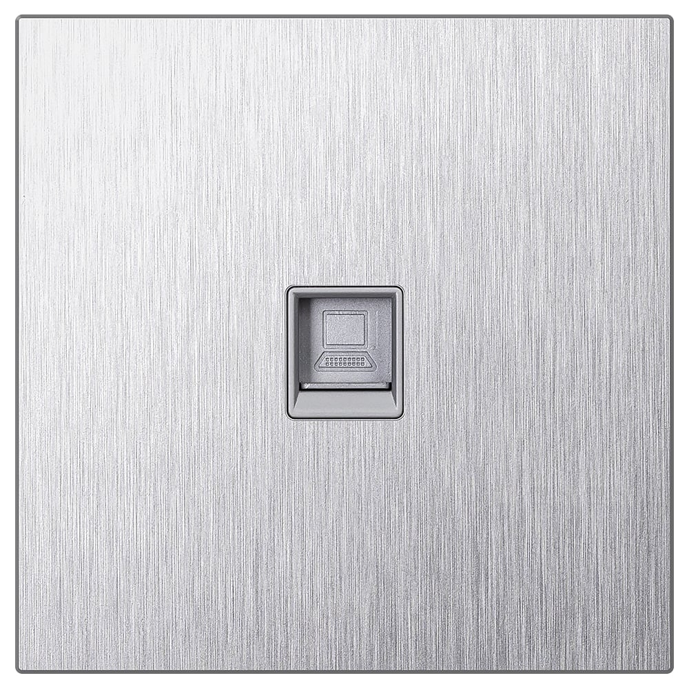 Изображение товара Компьютерная розетка RJ45 встраиваемая алюминий серебро серия Альтаир SMARTBUY