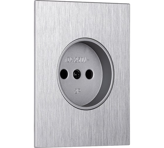 Изображение товара Розетка одноместная SMARTBUY без заземления модульная 10А алюминий серебро Альтаир SBE-m11al-10-S1-N