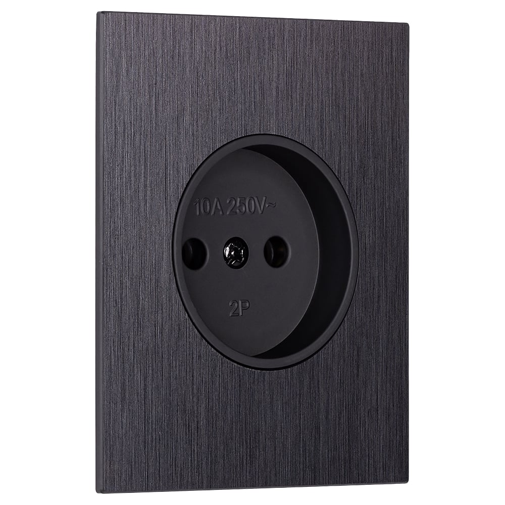 Изображение товара Розетка одноместная SMARTBUY без заземления модульная 10А алюминий черный Альтаир SBE-m11alb-10-S1-N