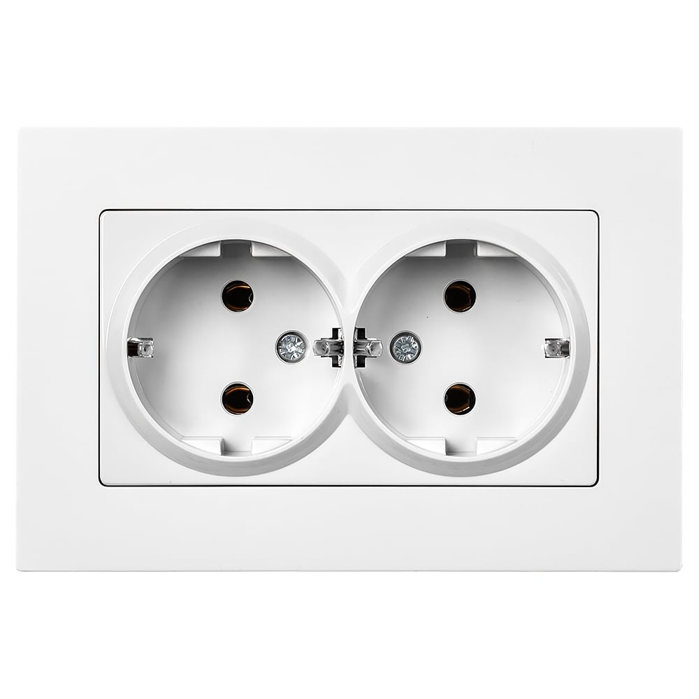 Изображение товара Розетка двойная SMARTBUY с заземлением белая встраиваемая серия Нептун