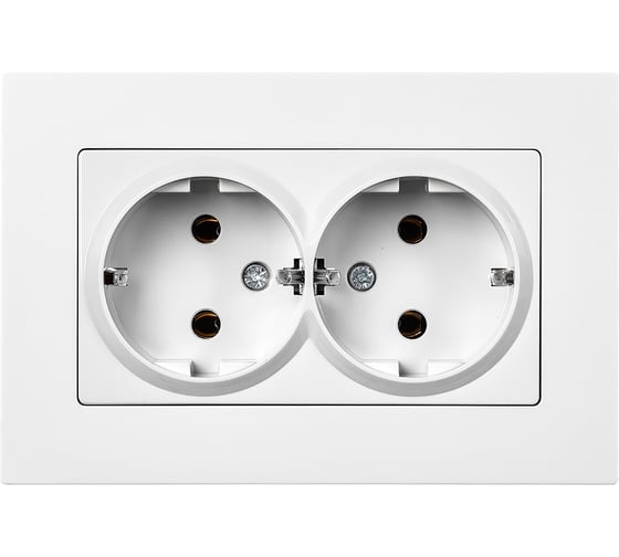 Изображение товара Розетка двойная SMARTBUY с заземлением белая с рамкой Нептун SBE-06w-16-S2-Z