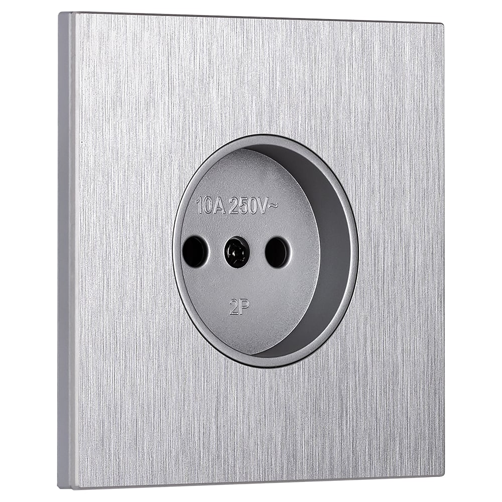 Изображение товара Розетка одноместная SMARTBUY без заземления алюминий серебро серия Альтаир