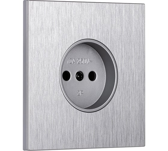 Изображение товара Розетка одноместная SMARTBUY без заземления независимая 10А алюминий серебро Альтаир SBE-i11al-10-S1-N