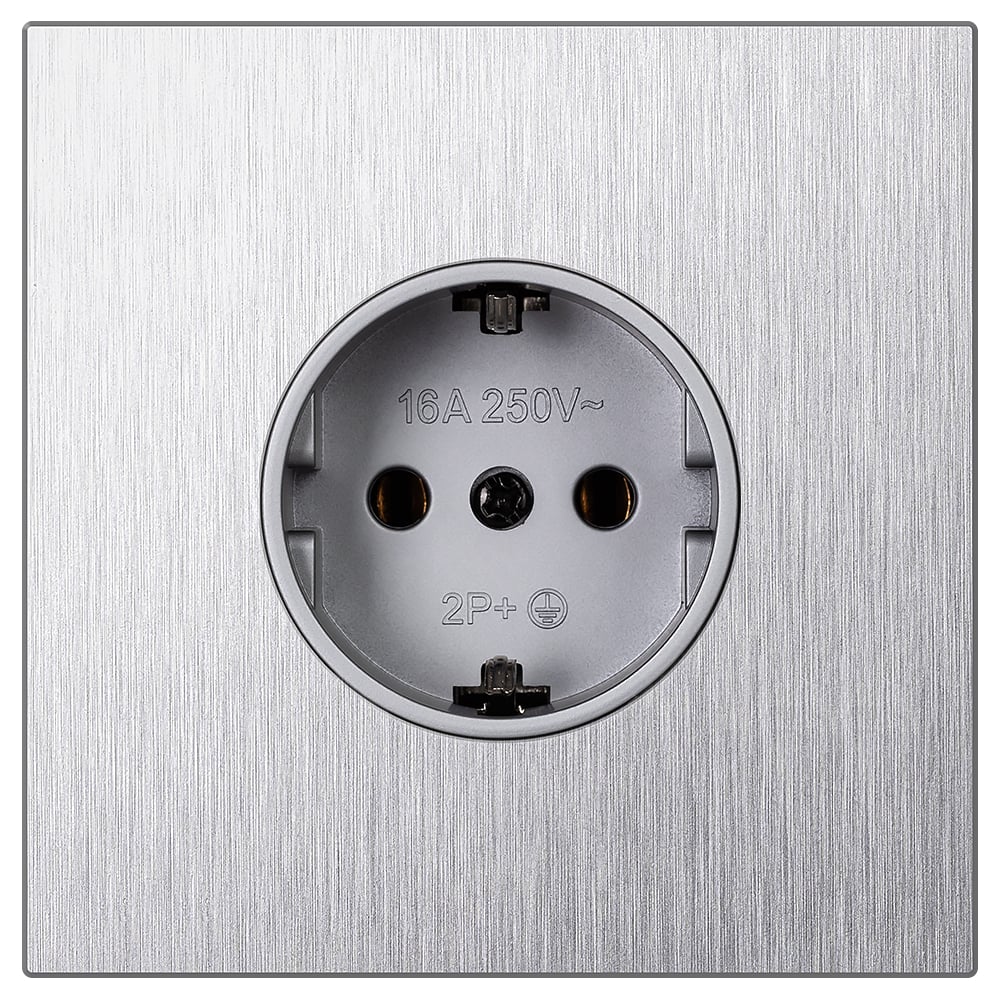 Изображение товара Розетка одноместная SMARTBUY с заземлением независимая 16А алюминий серебро Альтаир SBE-i11al-16-S1-Z