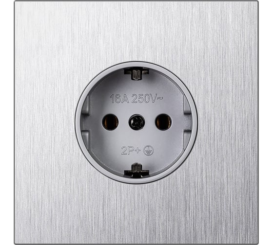 Изображение товара Розетка одноместная SMARTBUY с заземлением независимая 16А алюминий серебро Альтаир SBE-i11al-16-S1-Z
