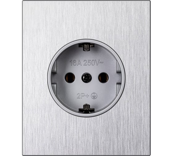 Изображение товара Розетка одноместная SMARTBUY с заземлением модульная 16А алюминий серебро Альтаир SBE-m11al-16-S1-Z