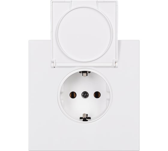 Изображение товара Розетка одноместная SMARTBUY с заземлением с крышкой независимая 16А белая Альтаир SBE-i11w-16-S1-1ZK