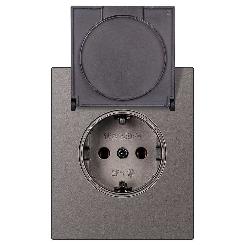 Изображение товара Розетка встраиваемая SMARTBUY серия Альтаир IP44 графит 16А модульная