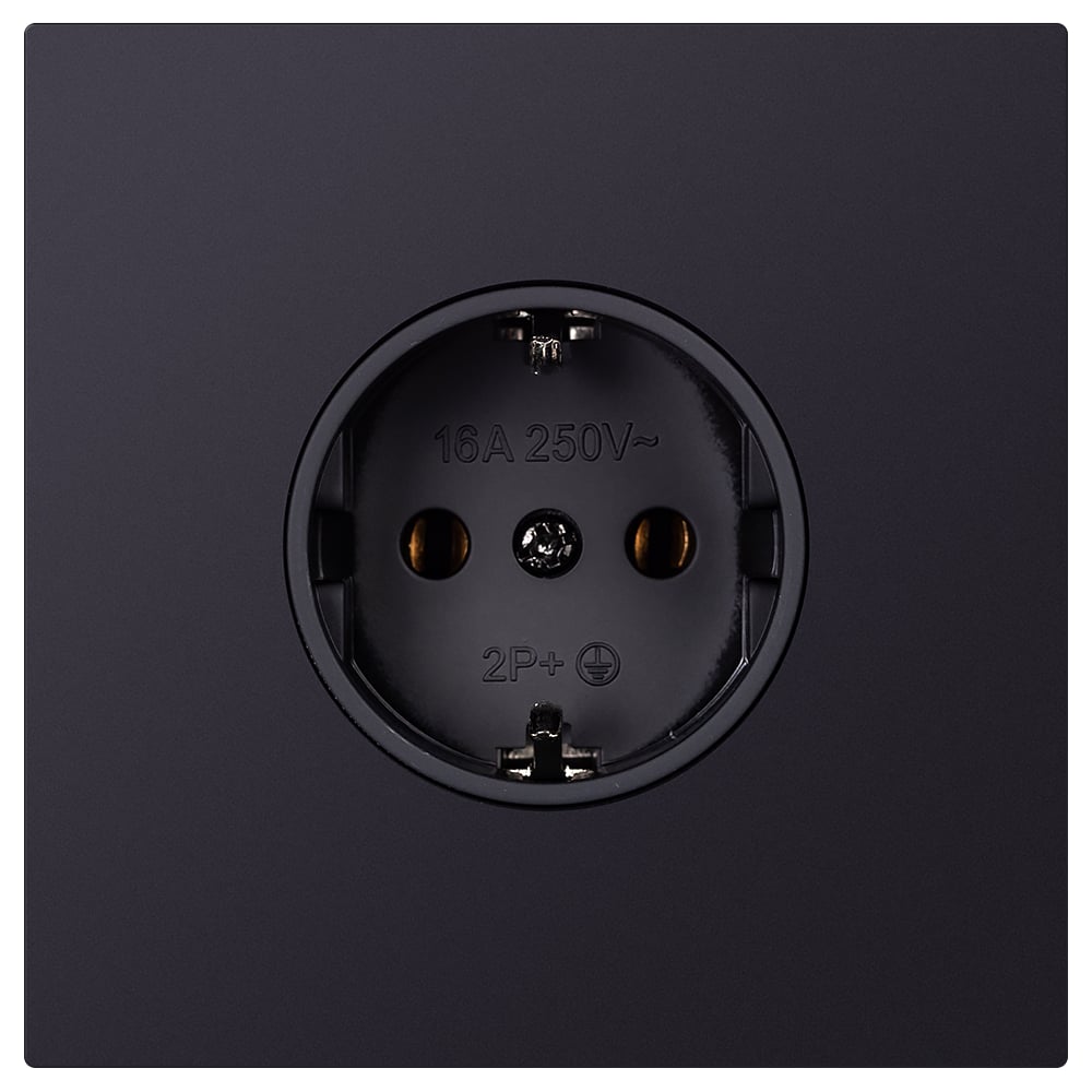 Изображение товара Розетка одноместная SMARTBUY с заземлением черная акрил 16А Альтаир SBE-i11ba-16-S1-Z