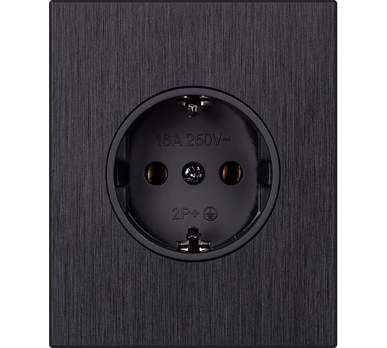 Изображение товара Розетка одноместная SMARTBUY с заземлением модульная 16А алюминий черный Альтаир SBE-m11alb-16-S1-Z