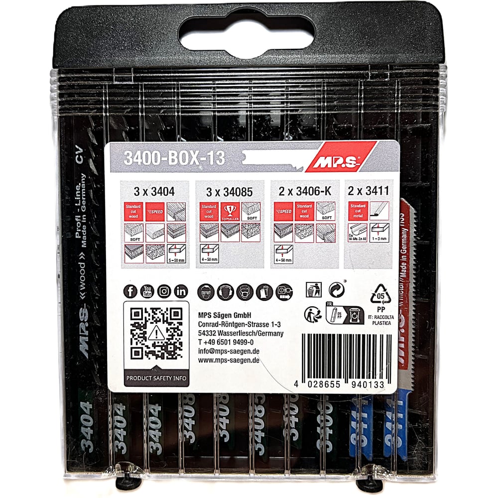 Изображение товара Набор полотен MPS для лобзика по дереву и металлу 10 шт 3400-BOX-13