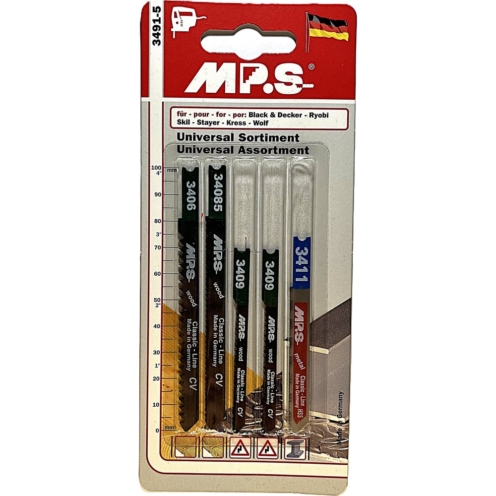 Изображение товара Набор полотен MPS для лобзика по дереву и металлу 5 шт с хвостовиком U