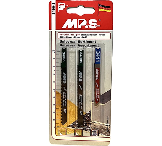 Изображение товара Набор полотен MPS для лобзика по дереву и металлу с хвостовиком U, 3 шт 3490-3