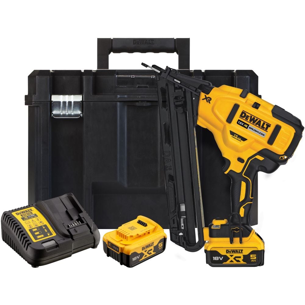 Изображение товара Аккумуляторный гвоздезабивной пистолет Dewalt DCN650P2, 18В, 48Дж, с 2 АКБ 5 Ач и ЗУ, в кейсе TSTAK DCN650P2-QW