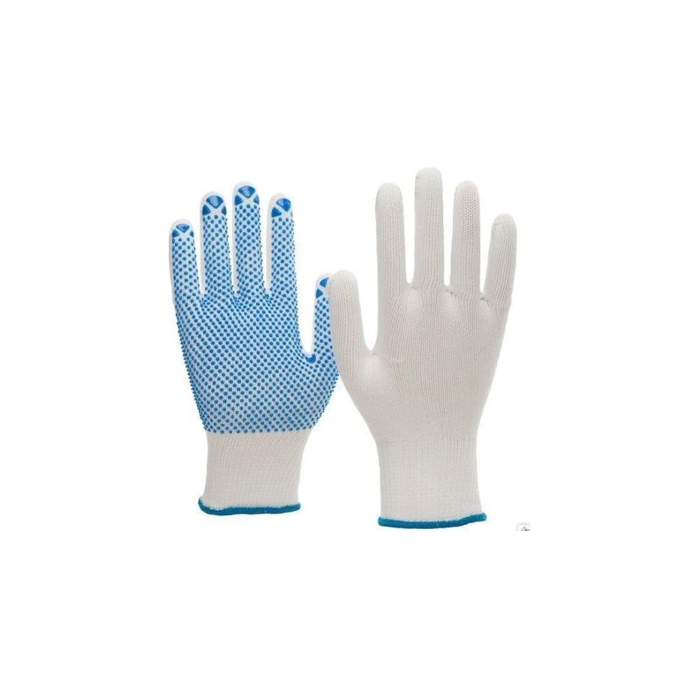 Изображение товара Перчатки трикотажные ООО "ТК "НИЖТЕКСТИЛЬ" 10 класс, 4 нити, ПВХ точка, белые, 500 пар  П 08