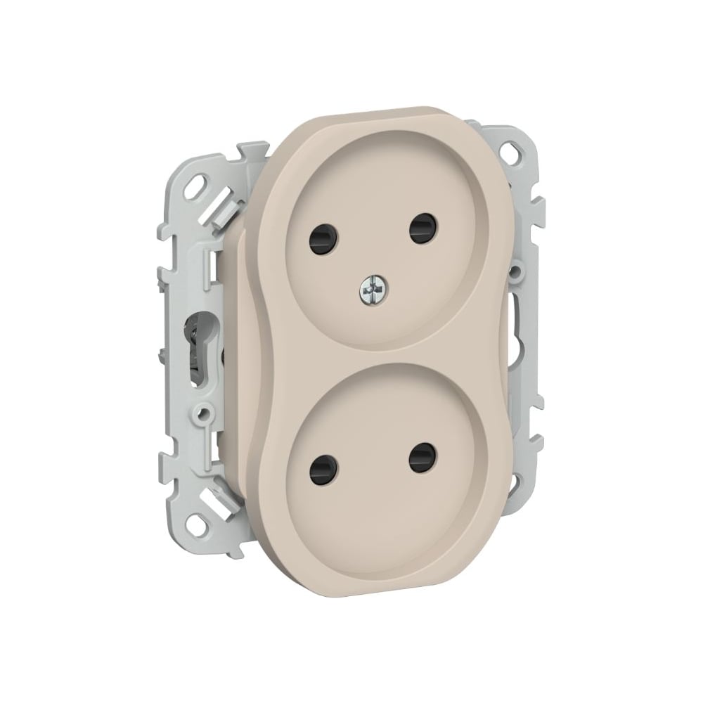 Изображение товара Розетка 2-я IEK FLITE без заземления с защитными шторками безвинтовое крепление 10А РСш02-1-ФлЛ льняной FI-R23-10-1-K88