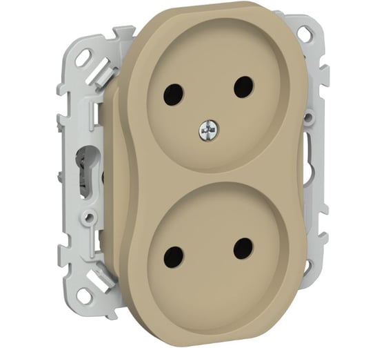 Изображение товара Розетка 2-я IEK FLITE с заземлением с защитными шторками безвинтовое крепление 10А РС02-1-ФлХ хаки FI-R20-10-1-K59