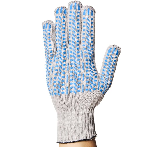 Изображение товара Перчатки трикотажные ООО "ТК "НИЖТЕКСТИЛЬ" 7.5 класс, 8 нитей, ПВХ протектор, белые, 200 пар П 25