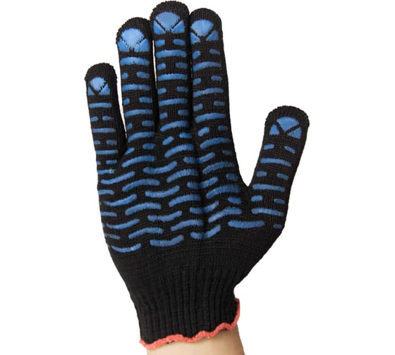 Изображение товара Перчатки трикотажные ООО "ТК "НИЖТЕКСТИЛЬ" 10 класс, 5 нитей, ПВХ волна, чёрные, 300 пар П 13