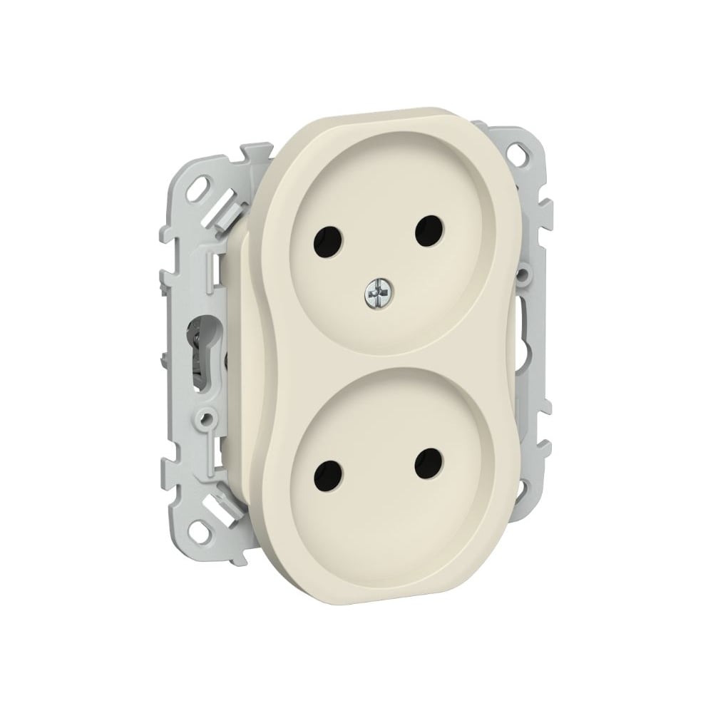 Изображение товара Розетка 2-я IEK FLITE с заземлением защитными шторками безвинтовое крепление 10А RS02-1-ФлСл сливоч