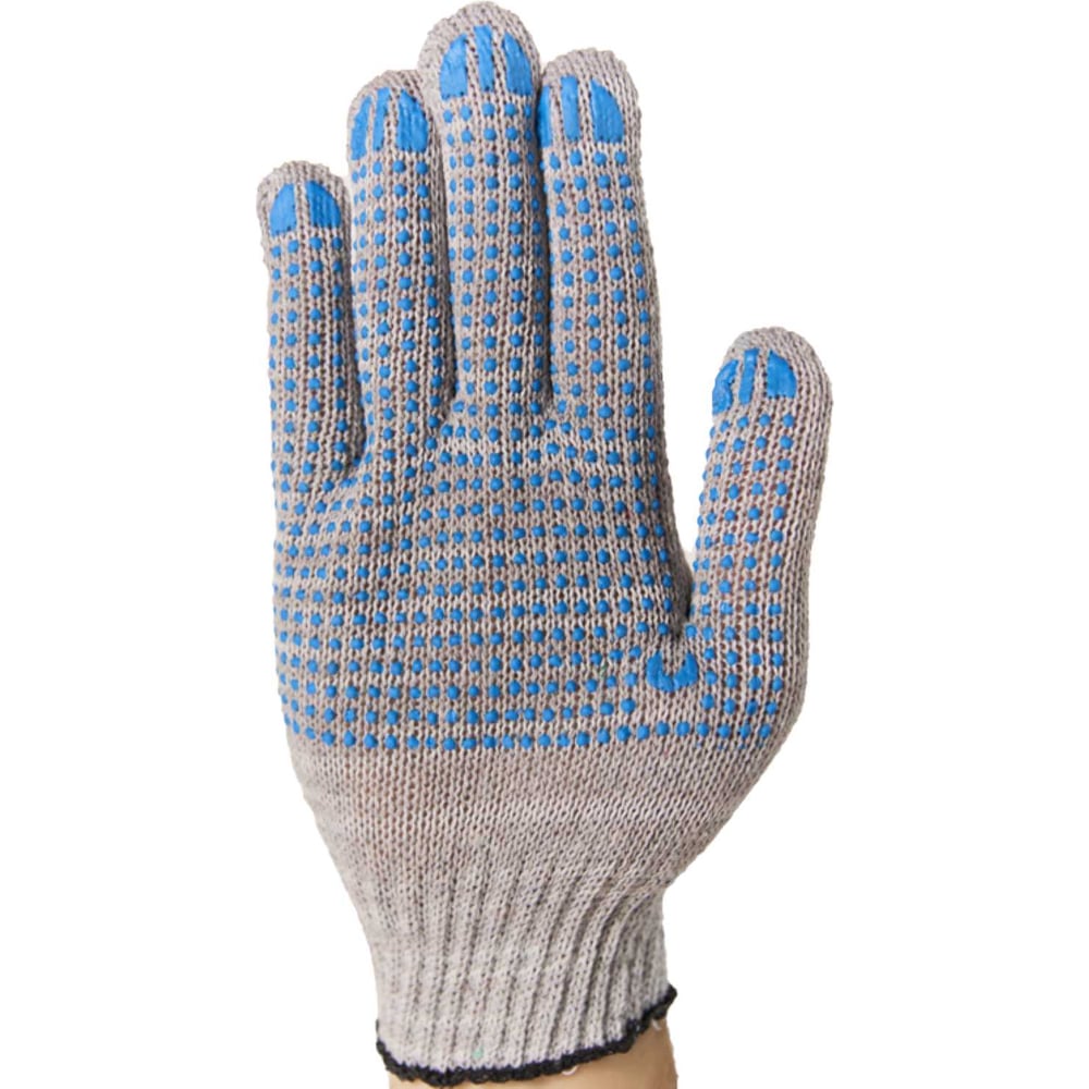 Изображение товара Трикотажные перчатки НИЖТЕКСТИЛЬ 7.5 класс, 3 нити, ПВХ точка, серые, 500 пар