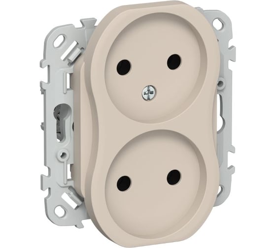 Изображение товара Розетка 2-я IEK FLITE с заземлением с защитными шторками безвинтовое крепление 10А РС02-1-ФлЛ льняной FI-R20-10-1-K88