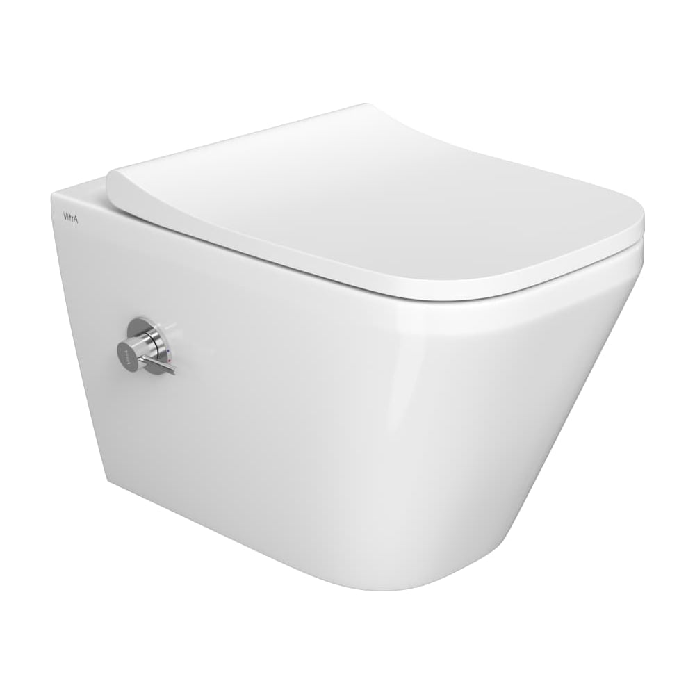 Изображение товара Подвесной унитаз Vitra Integra Square 54 см, безободковый с функцией биде 7082B003-7209 Изображение товара Подвесной унитаз Vitra Integra Square 54 см, безободковый с функцией биде 7082B003-7209