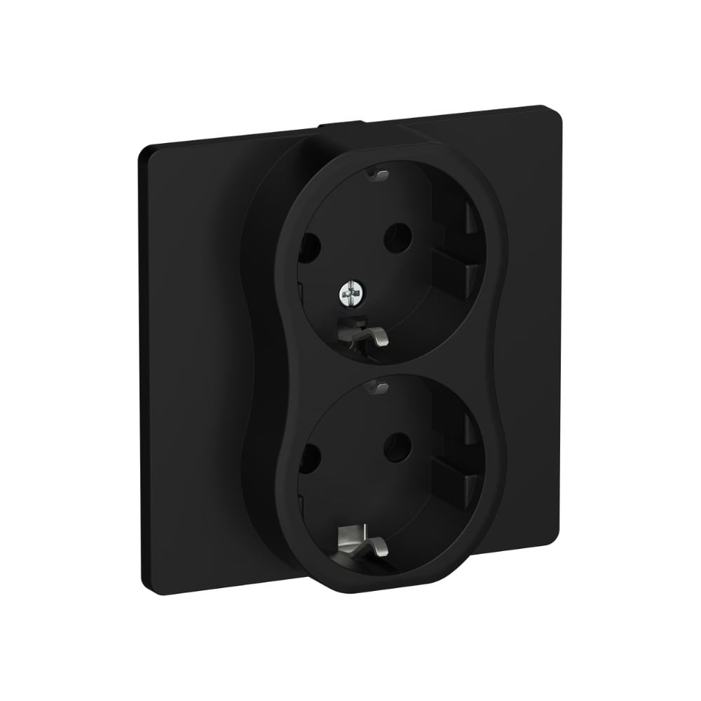 Изображение товара IEK FLITE Розетка 2-я с заземлением, без винтового крепления, 16 А, черная