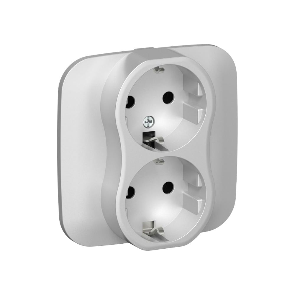 Изображение товара Розетка 2-я IEK FLITE с заземлением без защитных шторок безвинтовое крепление 16А РС12-1-А-ФлА алюминий FI-R21A-16-1-K47