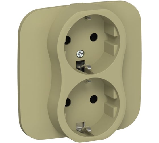 Изображение товара Розетка 2-я IEK FLITE с заземлением без защитных шторок безвинтовое крепление 16А РС12-1-А-ФлО оливковый FI-R21A-16-1-K26
