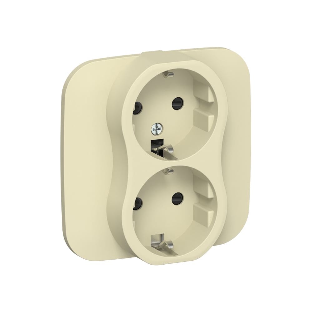 Изображение товара Розетка IEK FLITE с заземлением и защитными шторками 2 гнезда 16А бежевый серия FLITE