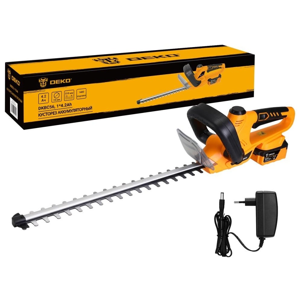 Изображение товара Кусторез DEKO DKBC56 56 см, аккумуляторный, Li-Ion 20 В Изображение товара Кусторез DEKO DKBC56 56 см, аккумуляторный, Li-Ion 20 В