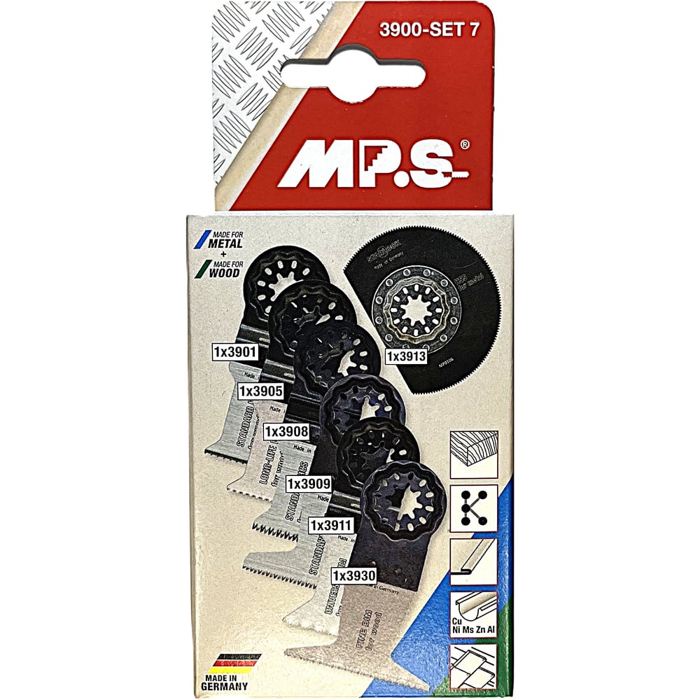 Изображение товара Набор полотен для мультитул и реноватора 7 шт MPS по дереву и металлу