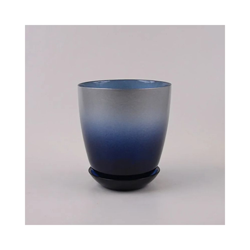 Изображение товара Горшок для растений ЭЛЕТЕХ 93-026 №3 стеклянный с поддоном индиго