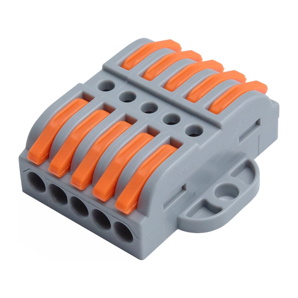 Изображение товара Клемма соединительная проходная Vell PCT223-5P с рычагом 2 упаковки по 5 штук