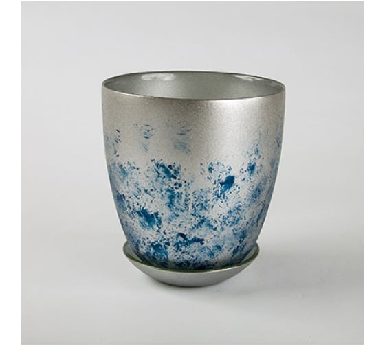 Изображение товара Горшок с поддоном ЭЛЕТЕХ _93-027 №4 крш.срб.структ.индиго.282С_es_ 4840163246_