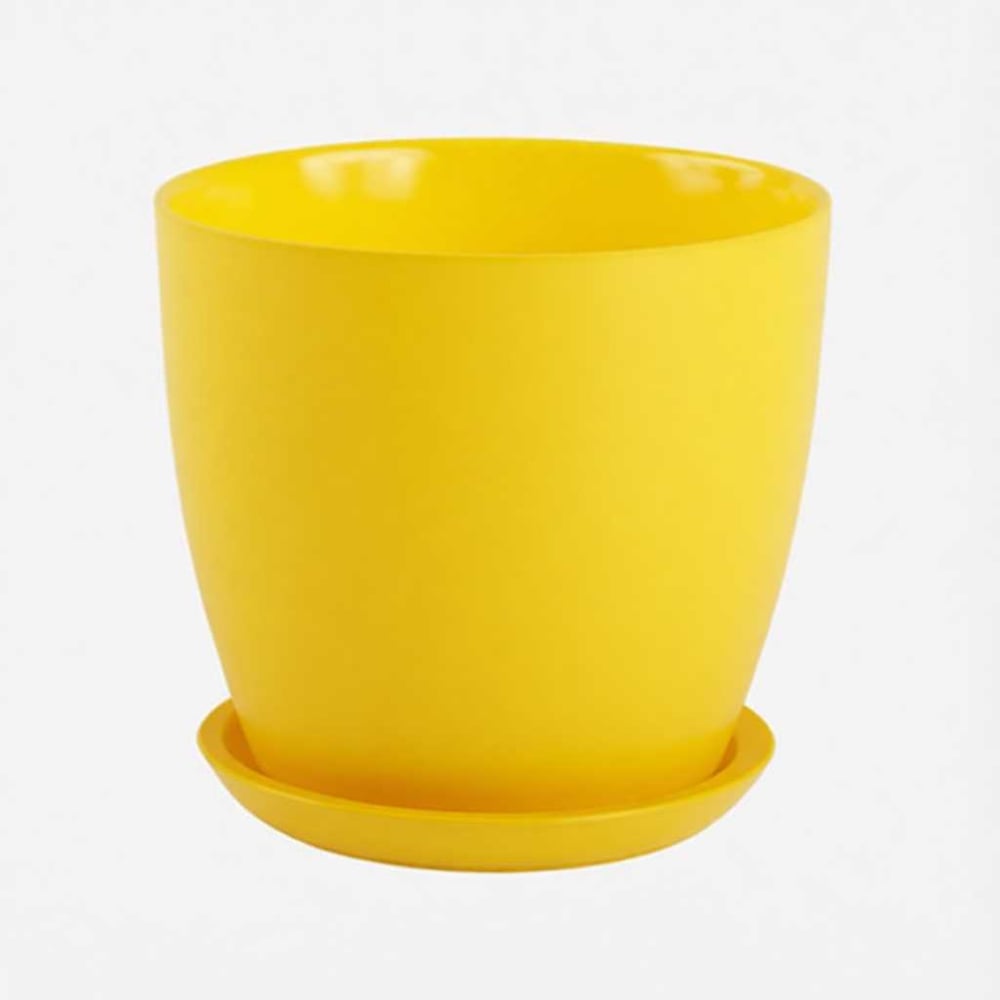 Изображение товара Горшок стеклянный с поддоном Джина 3 жёлтый 1.7л круглый с разборной конструкцией