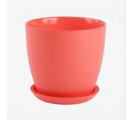 Изображение товара Горшок с поддоном ЭЛЕТЕХ _93-122 Джина 3 прозрачный, крашенный, коралл_es_ 4840159596_